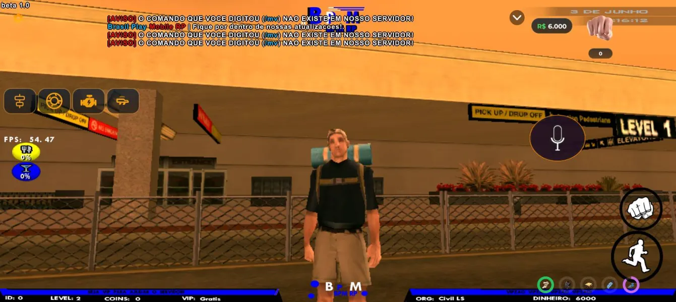 Tela in game do SA-MP Mobile